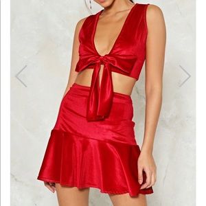 Nasty gal “do you feel me” red velvet set
